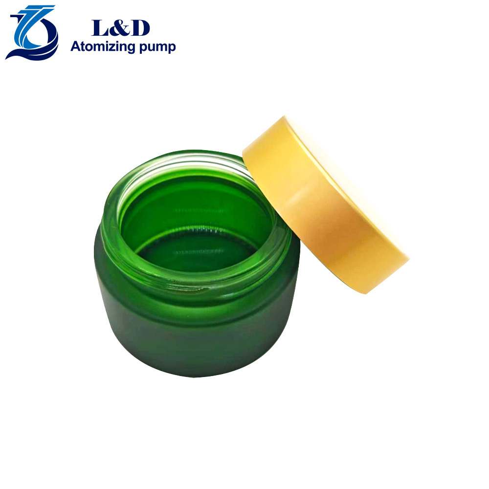 50g Matte Green Glass Jar with Matte Gold Aluminum Plastic Cap