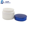 30g White Glass Jar with Shiny Blue Aluminum Plastic Cap