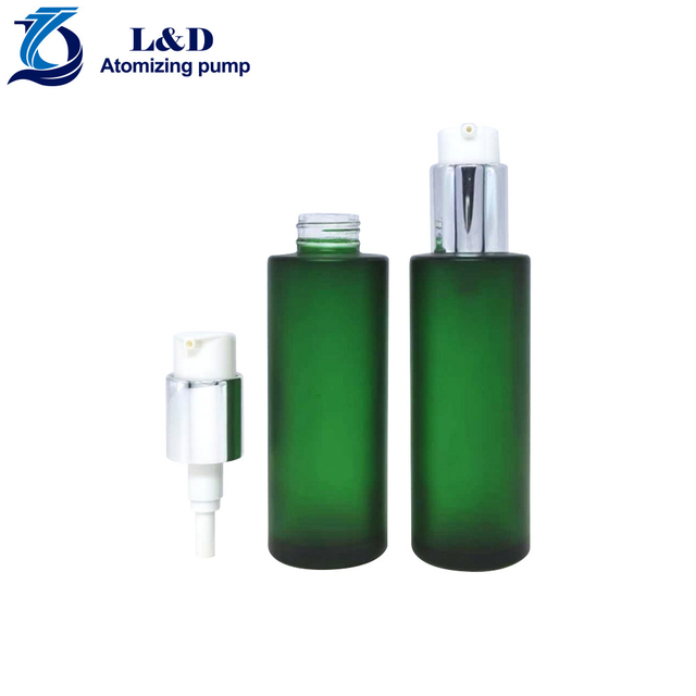 120ml Matte Green Flat Shoulder Glass Bottle with Pumps