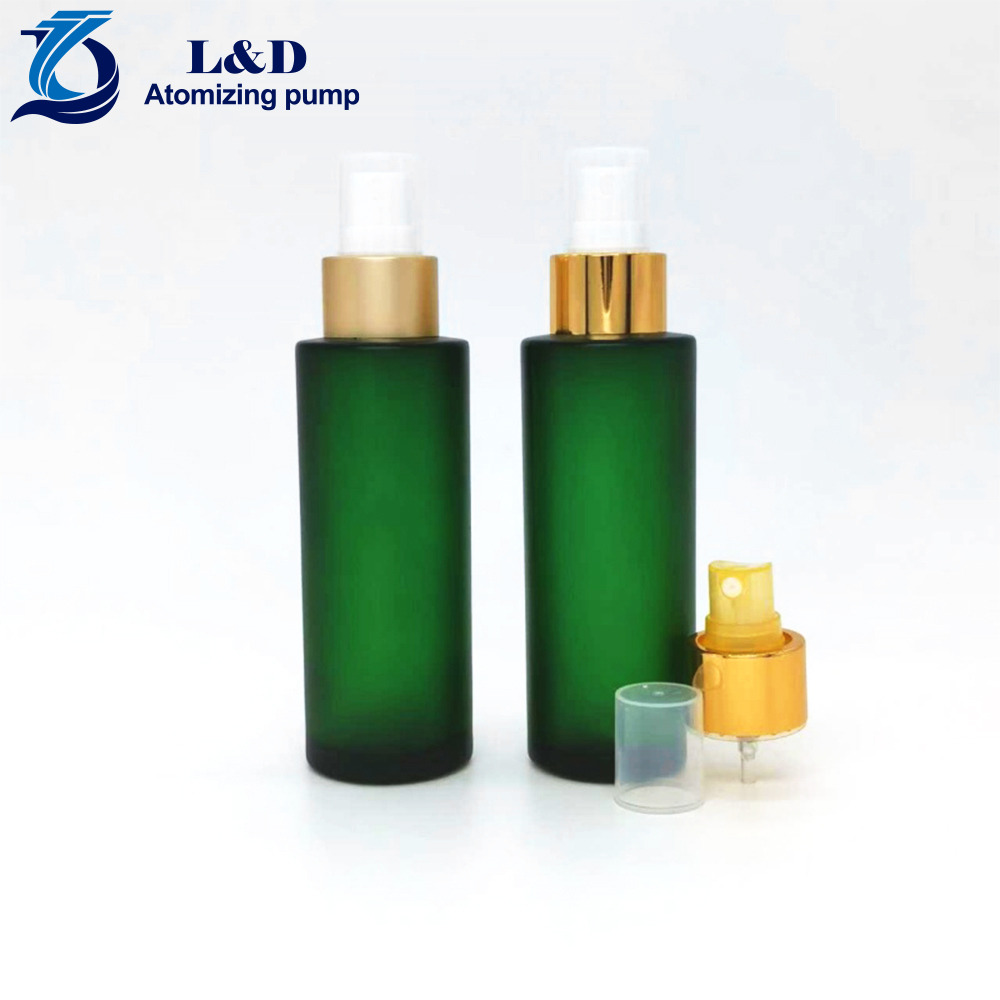 120ml Matte Green Flat Shoulder Glass Bottle with Pumps