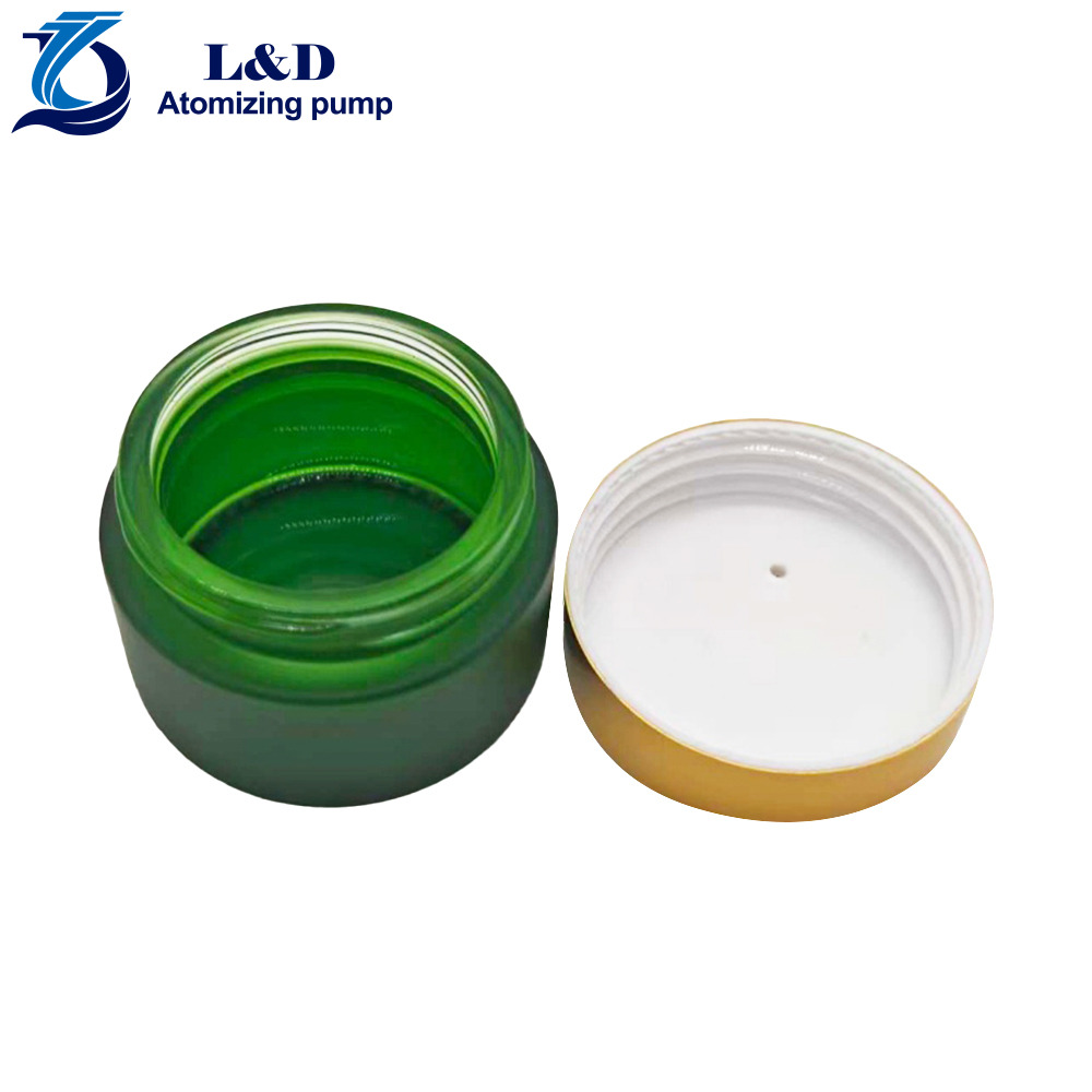 50g Matte Green Glass Jar with Matte Gold Aluminum Plastic Cap