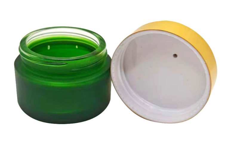 50g Matte Green Glass Jar Aluminum Cap