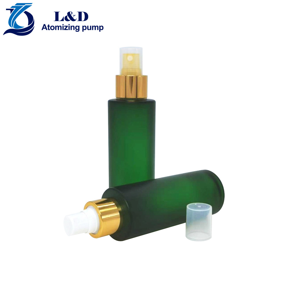 120ml Matte Green Flat Shoulder Glass Bottle with Pumps