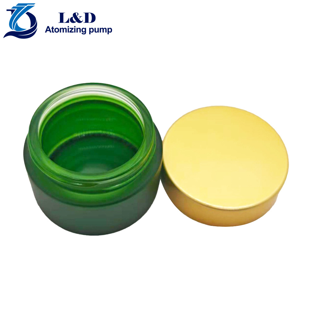 50g Matte Green Glass Jar with Matte Gold Aluminum Plastic Cap