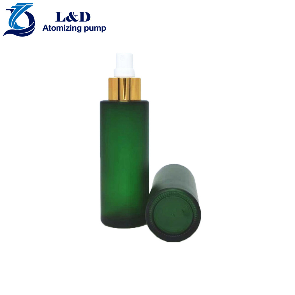 120ml Matte Green Flat Shoulder Glass Bottle with Pumps