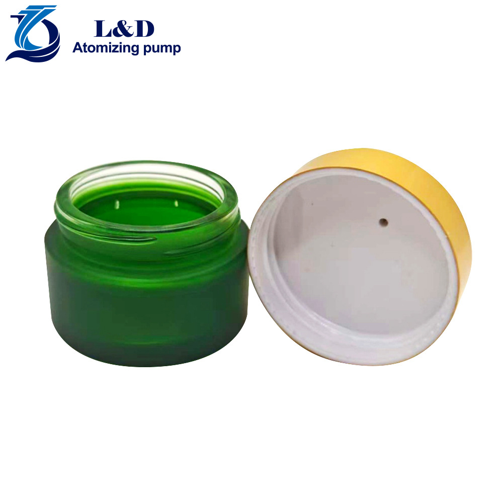 50g Matte Green Glass Jar with Matte Gold Aluminum Plastic Cap